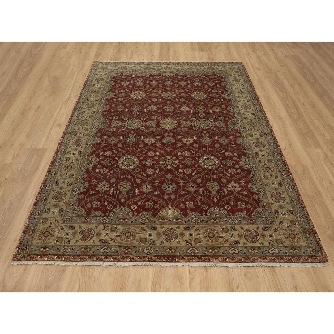 5'9" x 8'0" New Hand Knotted Red Wool & Silk Rectangle Oriental Rug - MOA10291436