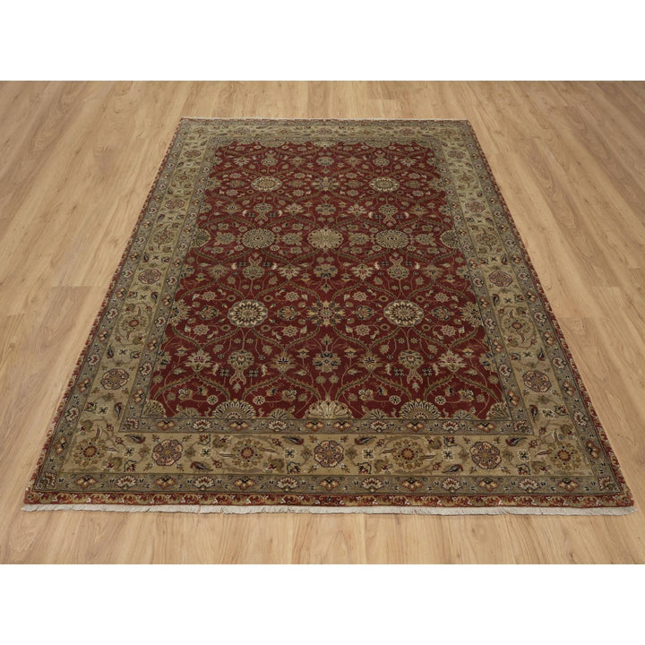 5'9" x 8'0" New Hand Knotted Red Wool & Silk Rectangle Oriental Rug - MOA10291436