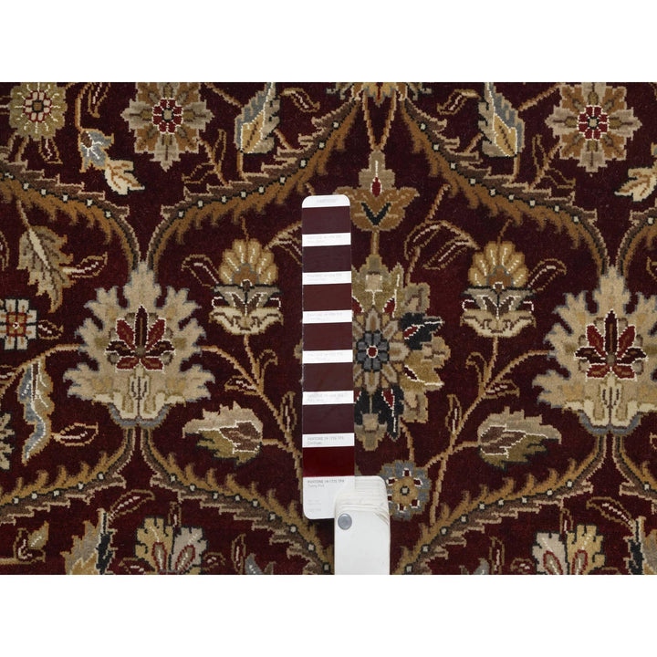 8'1" x 8'1" New Hand Knotted Red Wool & Silk Round Oriental Rug - MOA10291438