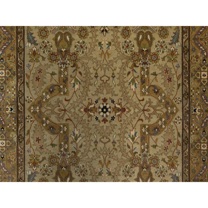 4'1" x 6'0" New Hand Knotted Brown Wool & Silk Rectangle Oriental Rug - MOA10291439