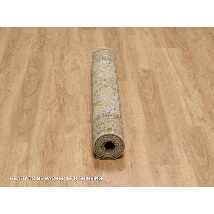 4'1" x 6'0" New Hand Knotted Brown Wool & Silk Rectangle Oriental Rug - MOA10291439