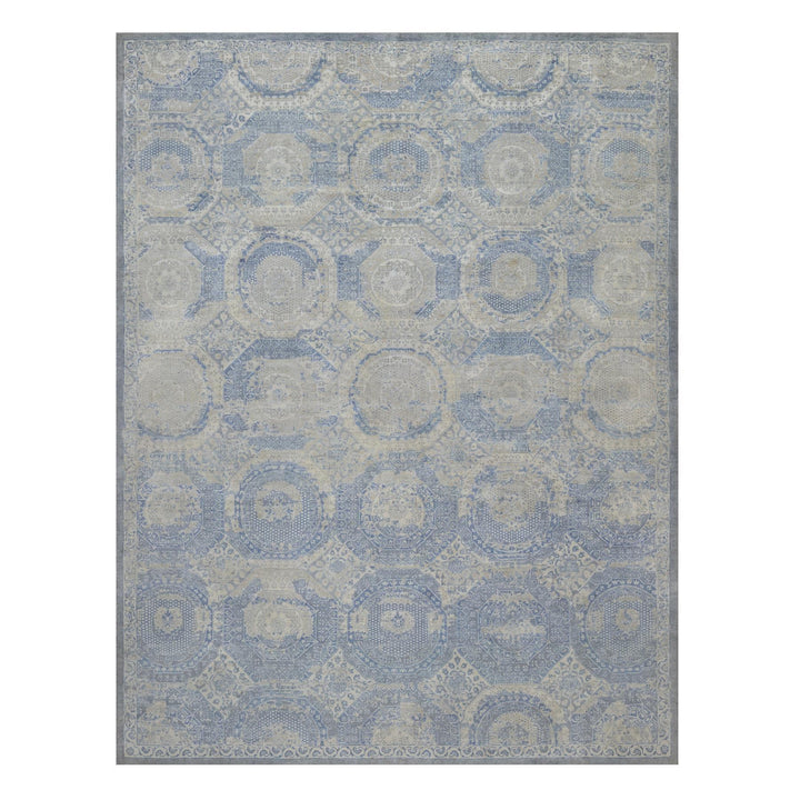 9'0" x 11'9" New Hand Knotted Ivory Wool Rectangle Oriental Rug - MOA10291440