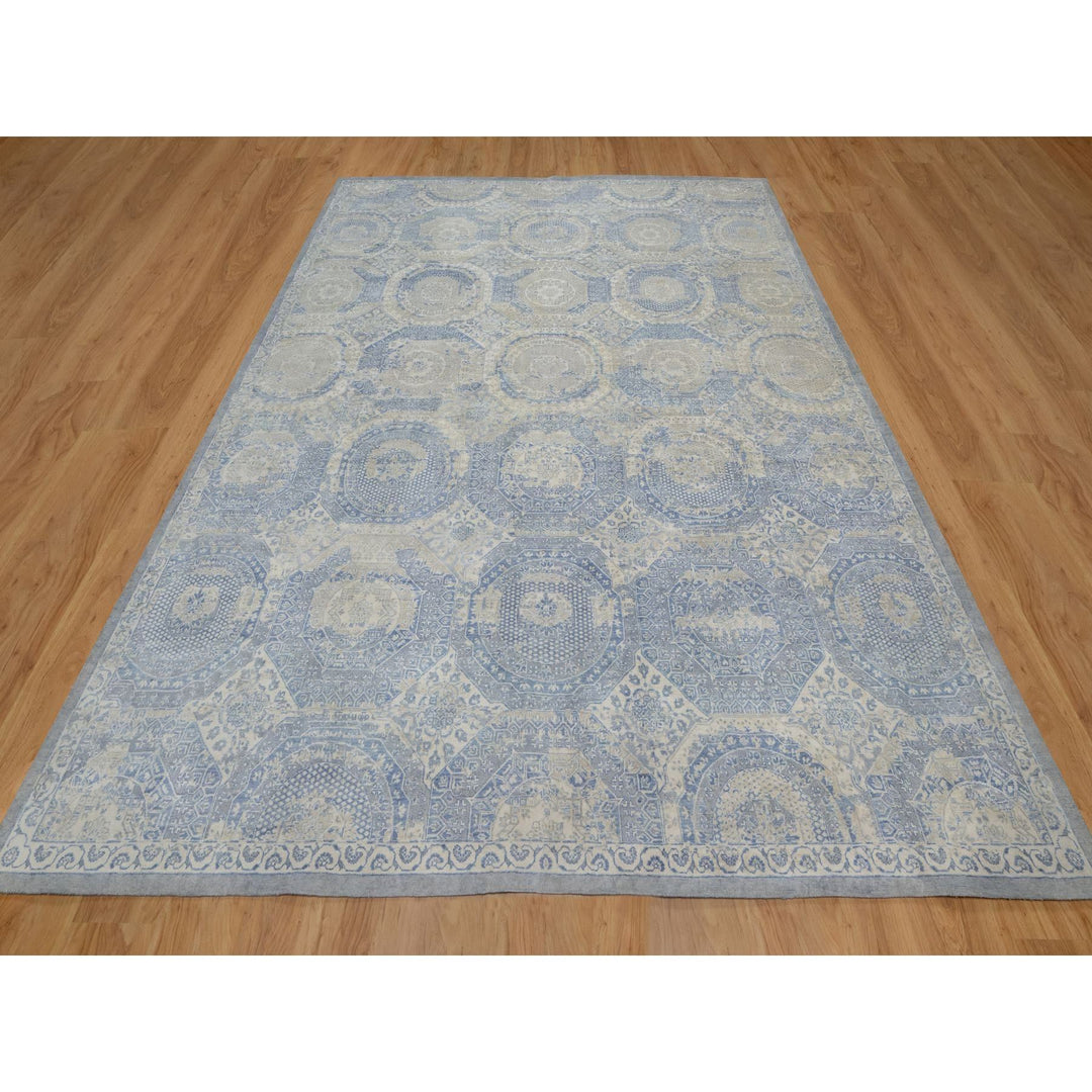 9'0" x 11'9" New Hand Knotted Ivory Wool Rectangle Oriental Rug - MOA10291440