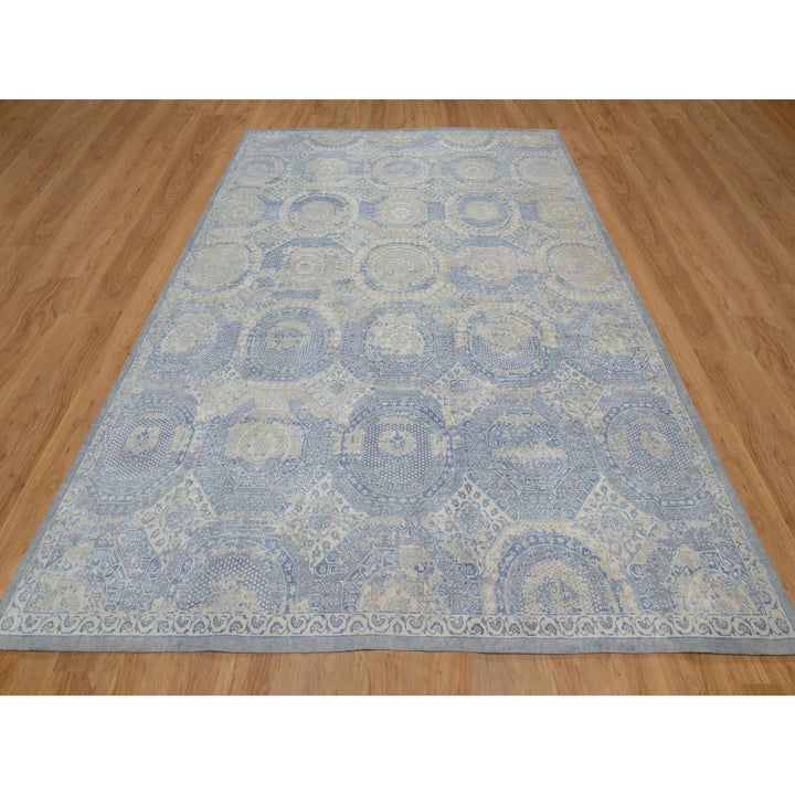 9'0" x 11'9" New Hand Knotted Ivory Wool Rectangle Oriental Rug - MOA10291440