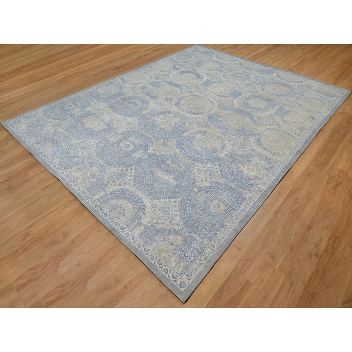 9'0" x 11'9" New Hand Knotted Ivory Wool Rectangle Oriental Rug - MOA10291440