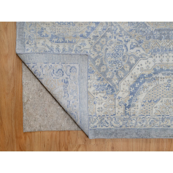 9'0" x 11'9" New Hand Knotted Ivory Wool Rectangle Oriental Rug - MOA10291440