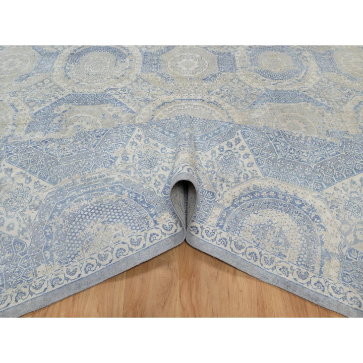 9'0" x 11'9" New Hand Knotted Ivory Wool Rectangle Oriental Rug - MOA10291440