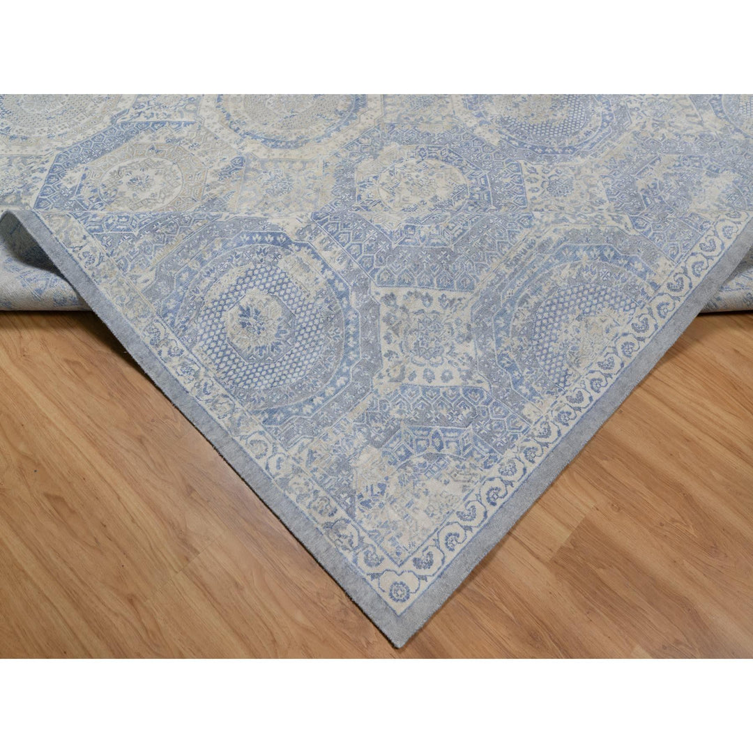 9'0" x 11'9" New Hand Knotted Ivory Wool Rectangle Oriental Rug - MOA10291440