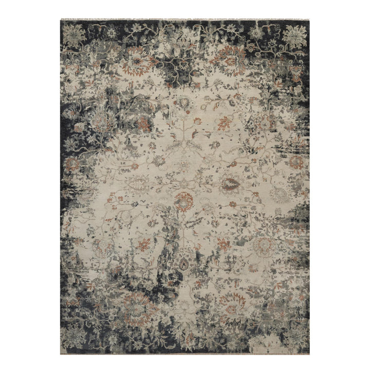 9'0" x 12'2" New Hand Knotted Black Wool Rectangle Oriental Rug - MOA10291441