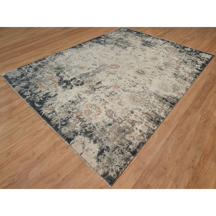 9'0" x 12'2" New Hand Knotted Black Wool Rectangle Oriental Rug - MOA10291441