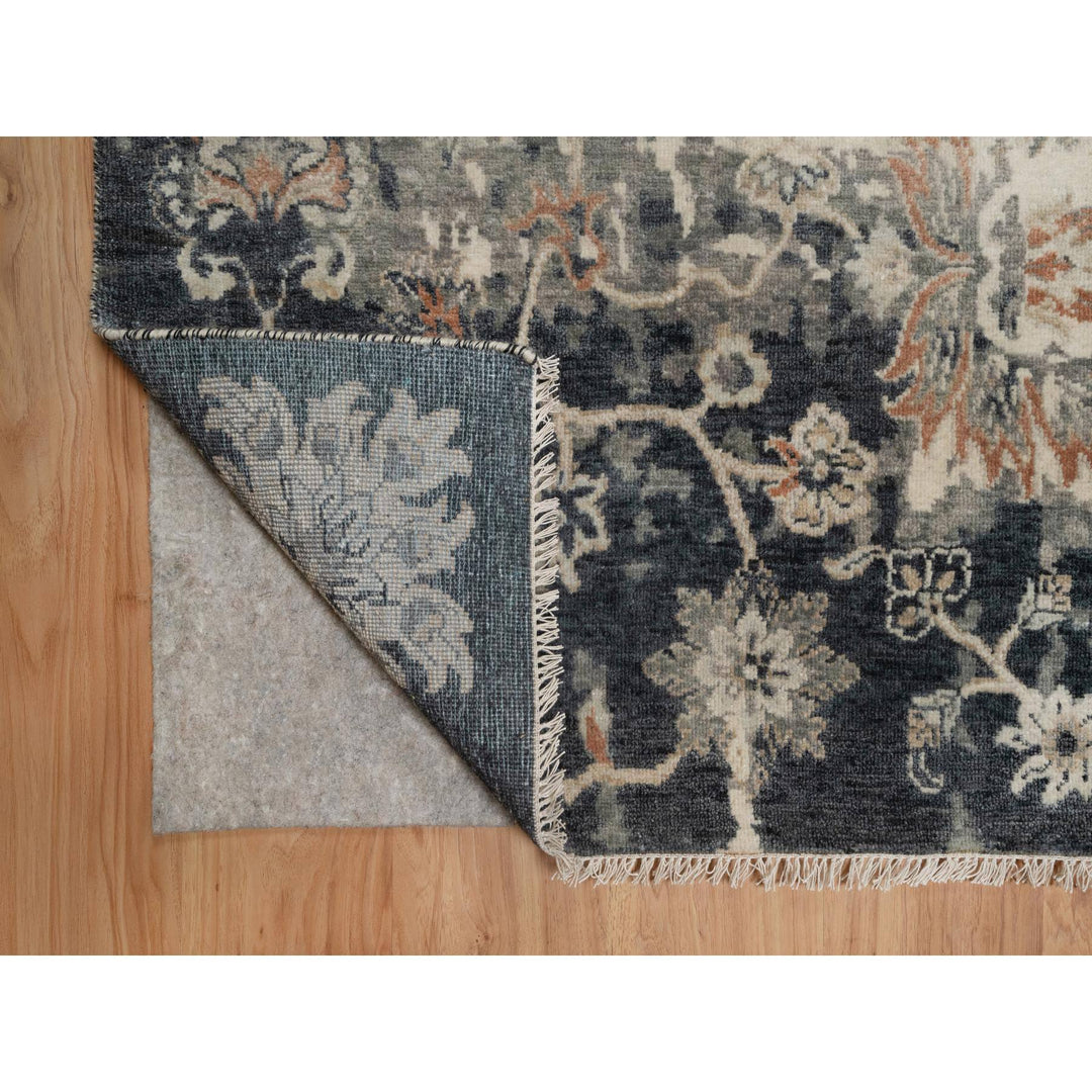9'0" x 12'2" New Hand Knotted Black Wool Rectangle Oriental Rug - MOA10291441