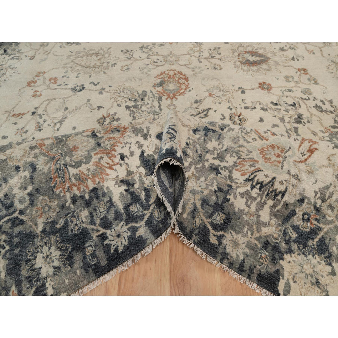 9'0" x 12'2" New Hand Knotted Black Wool Rectangle Oriental Rug - MOA10291441