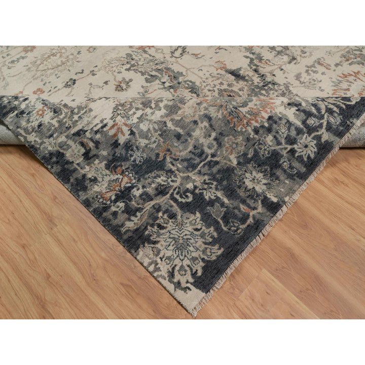 9'0" x 12'2" New Hand Knotted Black Wool Rectangle Oriental Rug - MOA10291441