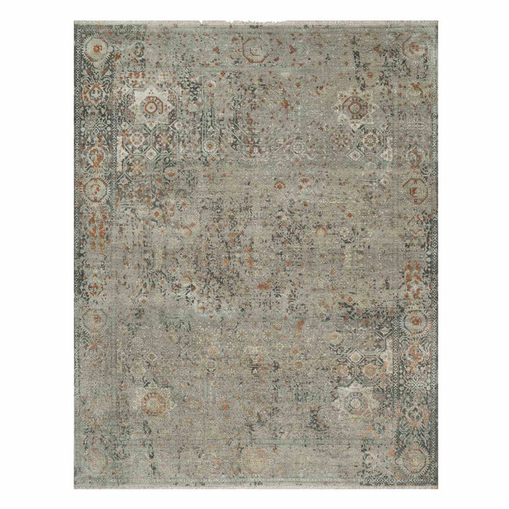 7'9" x 9'11" New Hand Knotted Grey Wool Rectangle Oriental Rug - MOA10291442