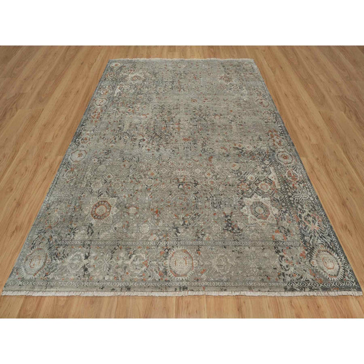7'9" x 9'11" New Hand Knotted Grey Wool Rectangle Oriental Rug - MOA10291442