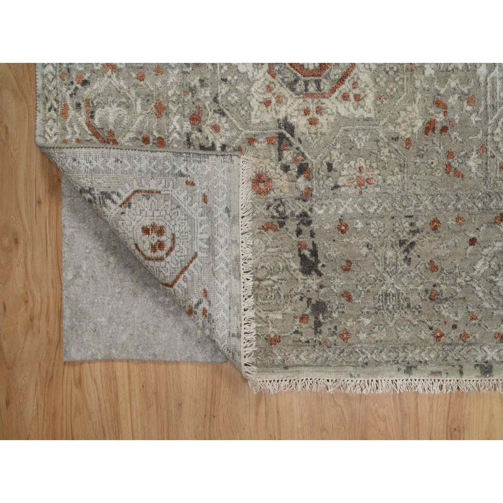 7'9" x 9'11" New Hand Knotted Grey Wool Rectangle Oriental Rug - MOA10291442