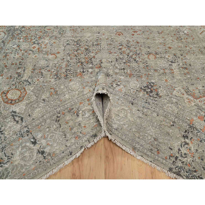 7'9" x 9'11" New Hand Knotted Grey Wool Rectangle Oriental Rug - MOA10291442