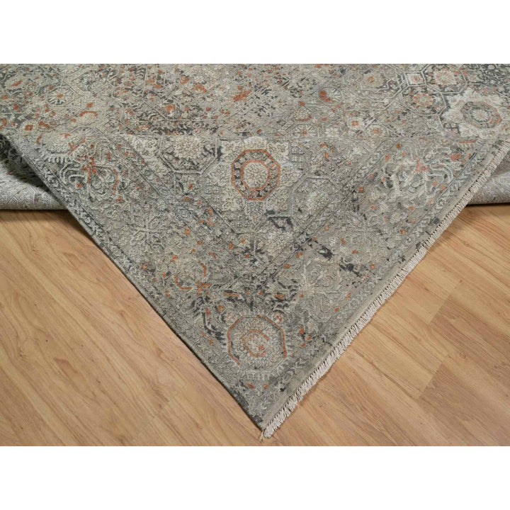 7'9" x 9'11" New Hand Knotted Grey Wool Rectangle Oriental Rug - MOA10291442