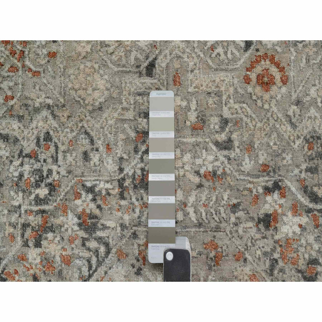 7'9" x 9'11" New Hand Knotted Grey Wool Rectangle Oriental Rug - MOA10291442