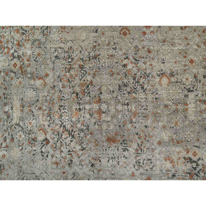 7'9" x 9'11" New Hand Knotted Grey Wool Rectangle Oriental Rug - MOA10291442