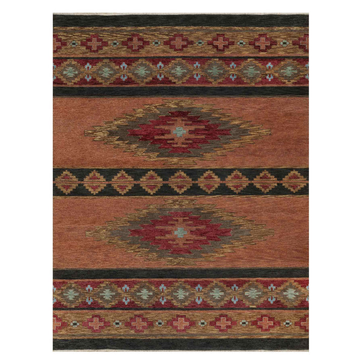 9'1" x 12'0" New Hand Knotted Brown Wool Rectangle Oriental Rug - MOA10291444