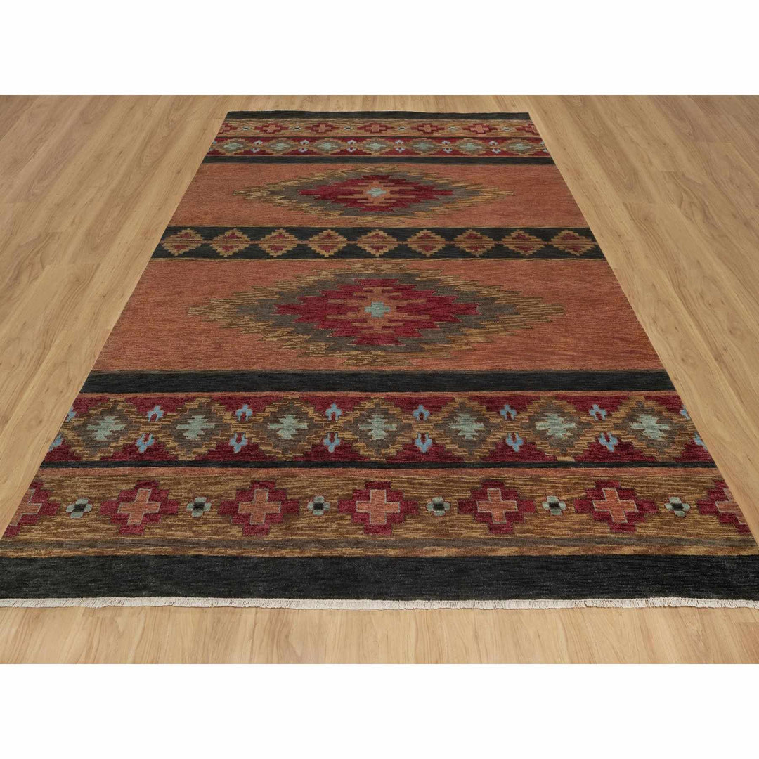 9'1" x 12'0" New Hand Knotted Brown Wool Rectangle Oriental Rug - MOA10291444