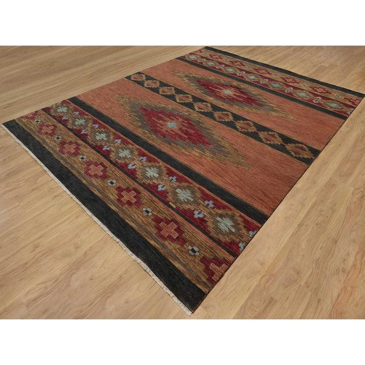 9'1" x 12'0" New Hand Knotted Brown Wool Rectangle Oriental Rug - MOA10291444