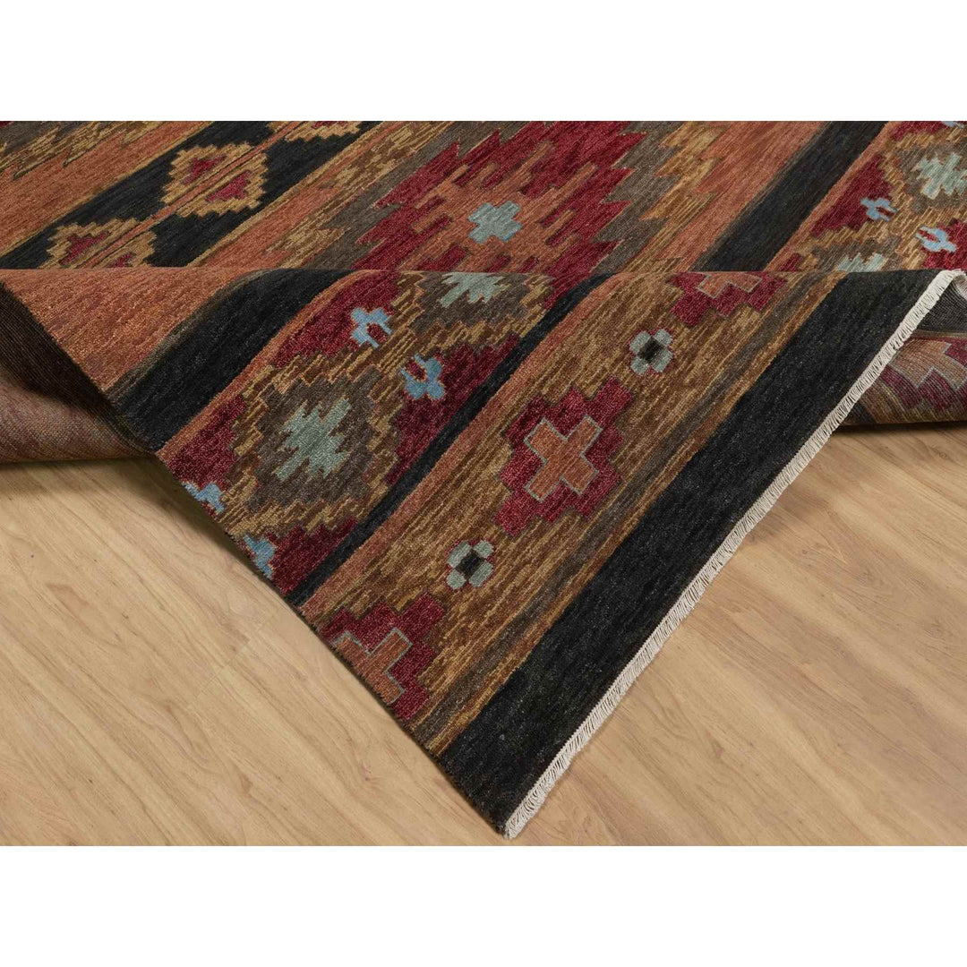 9'1" x 12'0" New Hand Knotted Brown Wool Rectangle Oriental Rug - MOA10291444