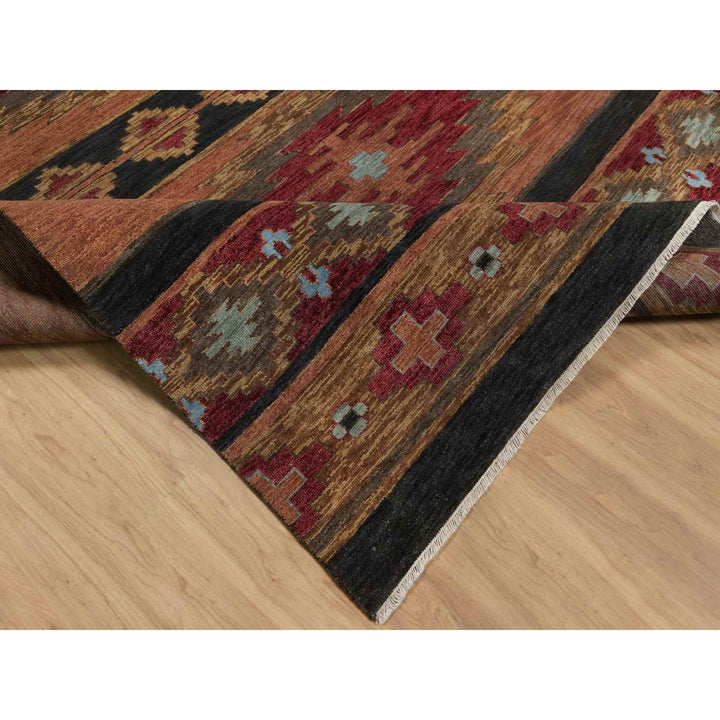 9'1" x 12'0" New Hand Knotted Brown Wool Rectangle Oriental Rug - MOA10291444