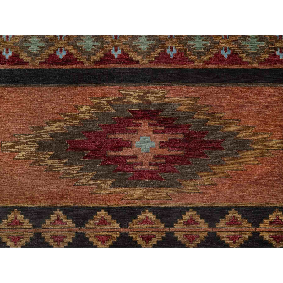9'1" x 12'0" New Hand Knotted Brown Wool Rectangle Oriental Rug - MOA10291444