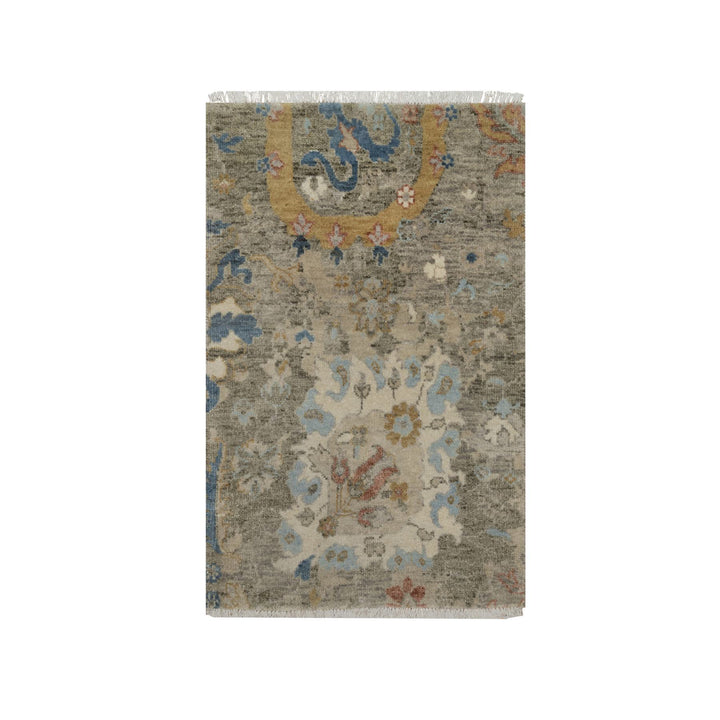 2'0" x 3'1" New Hand Knotted Brown Wool Rectangle Oriental Rug - MOA10291447
