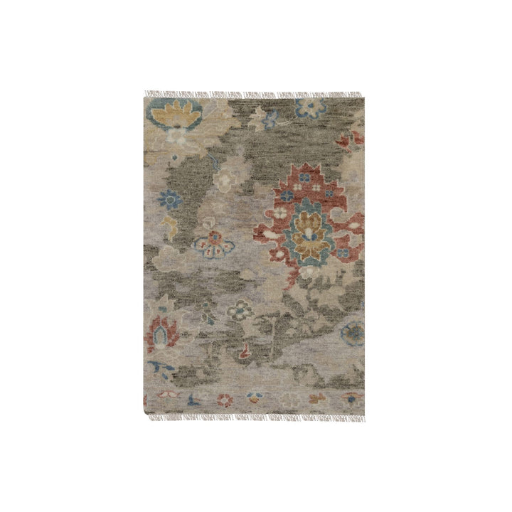 2'1" x 3'0" New Hand Knotted Grey Wool Rectangle Oriental Rug - MOA10291448
