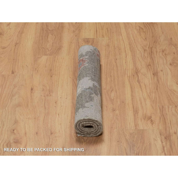 2'1" x 3'0" New Hand Knotted Grey Wool Rectangle Oriental Rug - MOA10291448
