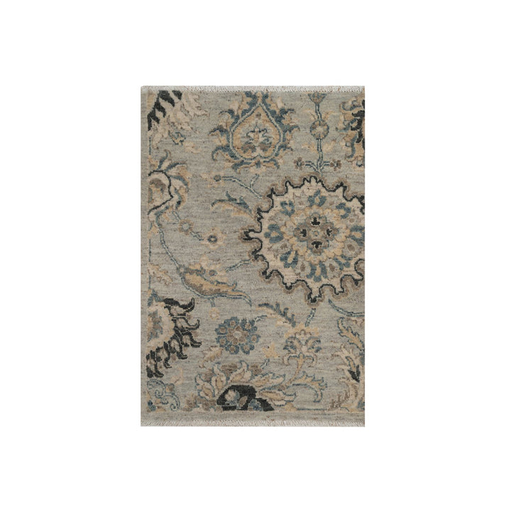 2'1" x 3'1" New Hand Knotted Grey Wool Rectangle Oriental Rug - MOA10291450