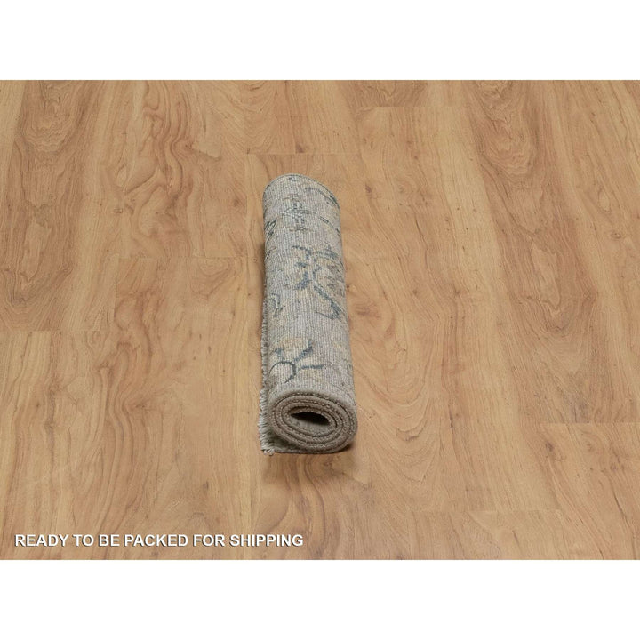 2'1" x 3'1" New Hand Knotted Grey Wool Rectangle Oriental Rug - MOA10291450