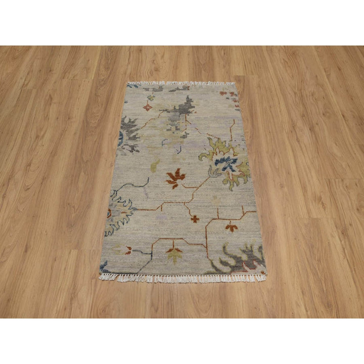 2'1" x 3'4" New Hand Knotted Ivory Wool Rectangle Oriental Rug - MOA10291451