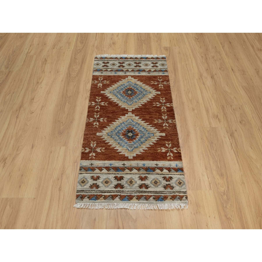 2'0" x 3'11" New Hand Knotted Brown Wool Rectangle Oriental Rug - MOA10291452