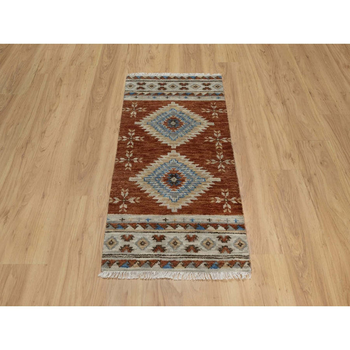 2'0" x 3'11" New Hand Knotted Brown Wool Rectangle Oriental Rug - MOA10291452