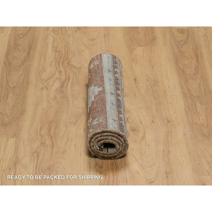 2'0" x 3'11" New Hand Knotted Brown Wool Rectangle Oriental Rug - MOA10291452