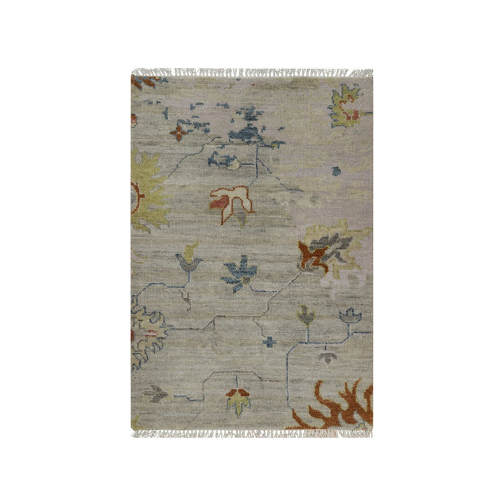 2'1" x 3'0" New Hand Knotted Grey Wool Rectangle Oriental Rug - MOA10291454