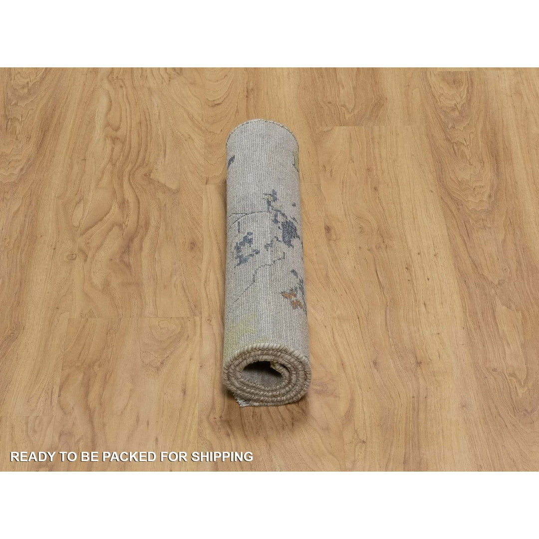 2'1" x 3'0" New Hand Knotted Grey Wool Rectangle Oriental Rug - MOA10291454