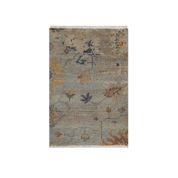 2'1" x 3'0" New Hand Knotted Grey Wool Rectangle Oriental Rug - MOA10291455