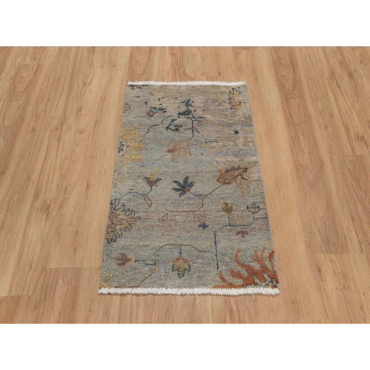 2'1" x 3'0" New Hand Knotted Grey Wool Rectangle Oriental Rug - MOA10291455