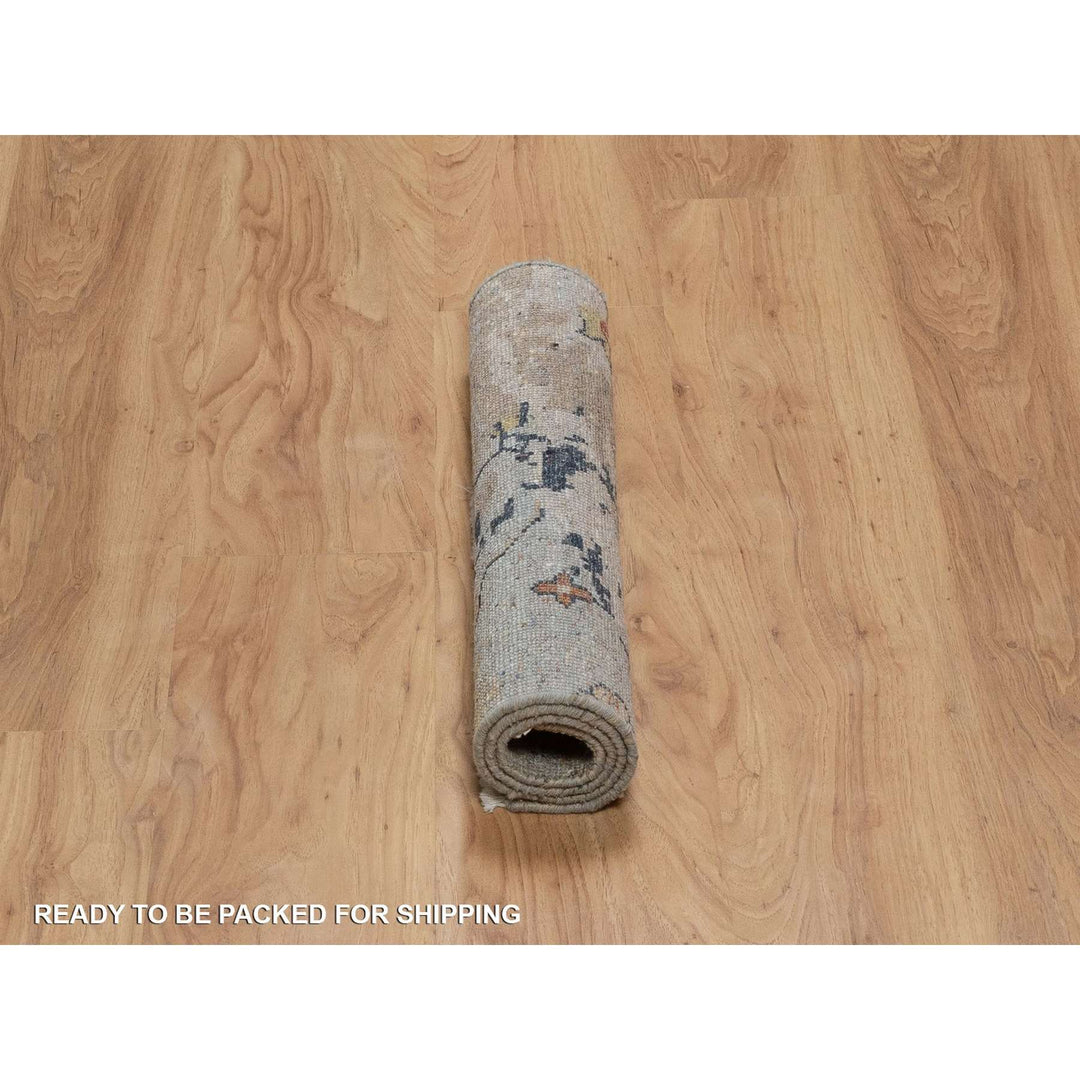 2'1" x 3'0" New Hand Knotted Grey Wool Rectangle Oriental Rug - MOA10291455