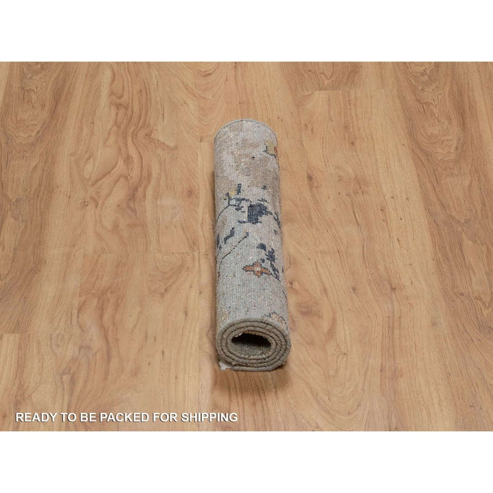 2'1" x 3'0" New Hand Knotted Grey Wool Rectangle Oriental Rug - MOA10291455