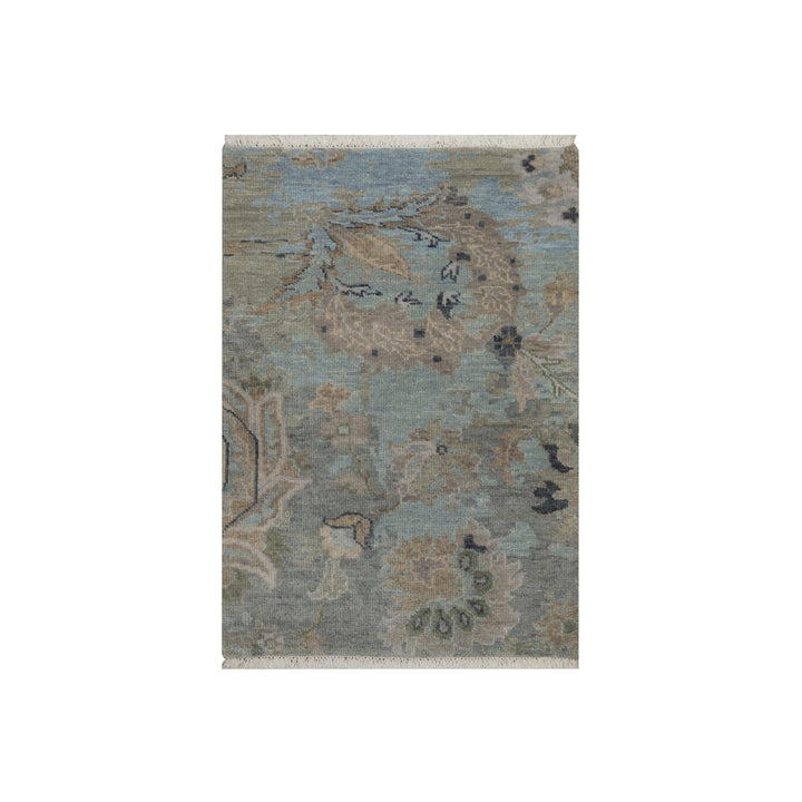 2'0" x 2'11" New Hand Knotted Grey Wool Rectangle Oriental Rug - MOA10291456