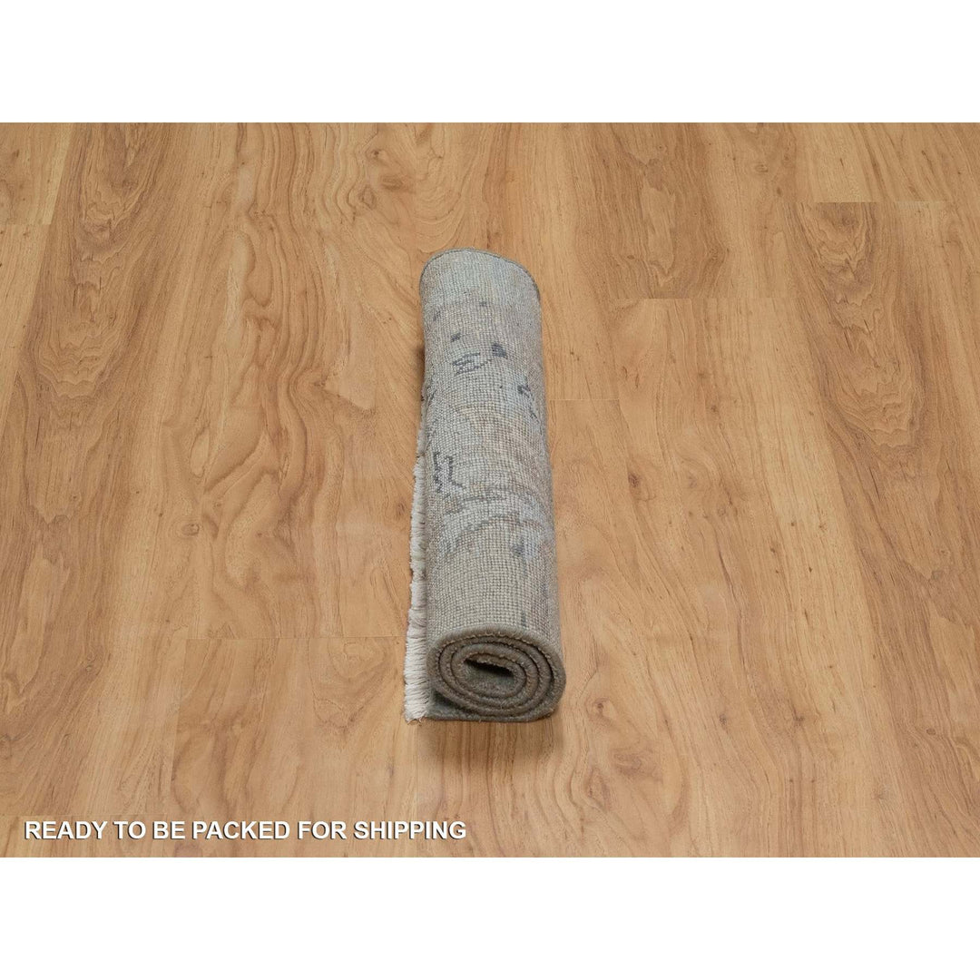 2'0" x 2'11" New Hand Knotted Grey Wool Rectangle Oriental Rug - MOA10291456