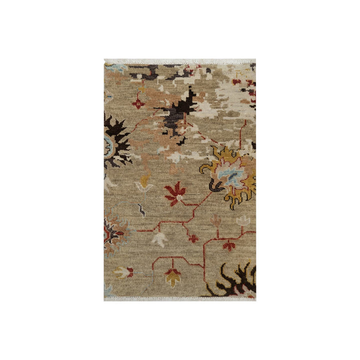 2'1" x 3'2" New Hand Knotted Brown Wool Rectangle Oriental Rug - MOA10291457