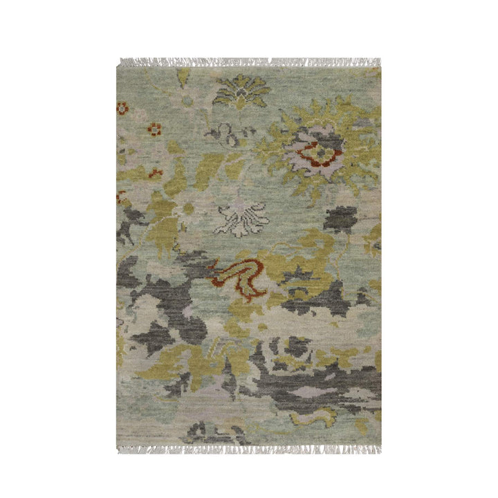 2'1" x 3'0" New Hand Knotted Green Wool Rectangle Oriental Rug - MOA10291458