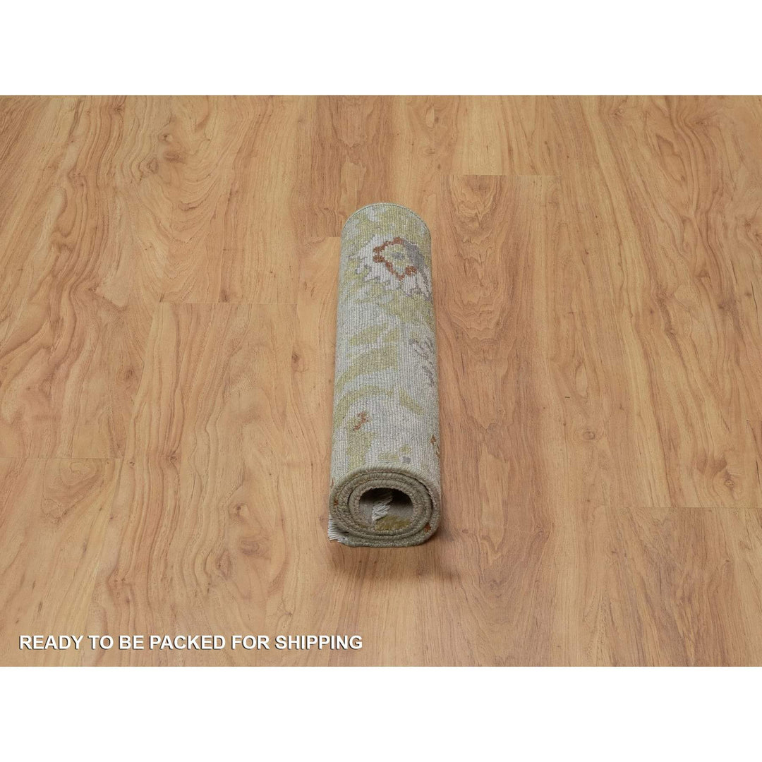 2'1" x 3'0" New Hand Knotted Green Wool Rectangle Oriental Rug - MOA10291458